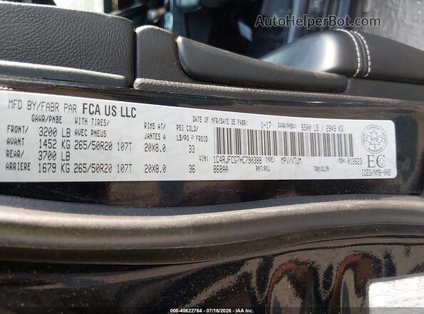 1C4RJFCG7HC790388 2017 JEEP GRAND CHEROKEE Black Շարժիչի բաժամունքի տեսք