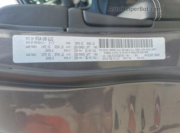 1C4RJFCG7HC827701 2017 JEEP GRAND Gray Widok naklejki z numerem VIN
