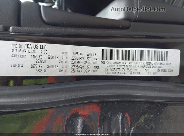 1C4RJFCT1GC417522 2016 JEEP GRAND CHEROKEE Black Շարժիչի բաժամունքի տեսք