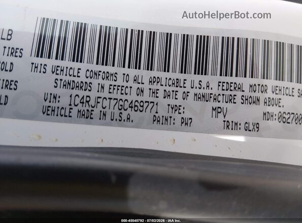 1C4RJFCT7GC469771 2016 JEEP GRAND CHEROKEE White ძრავის განყოფილების ხედი