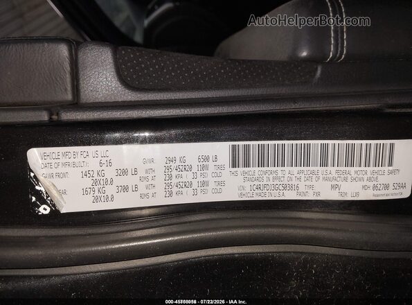 1C4RJFDJ3GC503816 2016 JEEP GRAND CHEROKEE Black Engine compartment view