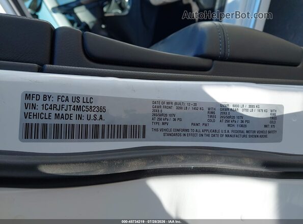 1C4RJFJT4MC582365 2021 JEEP GRAND CHEROKEE Белый Вид подкапотного пространства