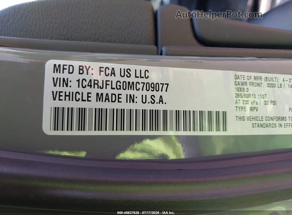 1C4RJFLG0MC709077 2021 JEEP GRAND CHEROKEE Gray Vista del compartimento del motor