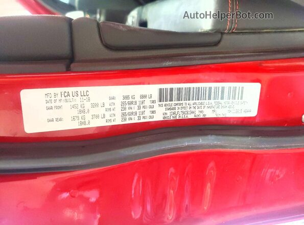 1C4RJFLT5KC613441 2019 JEEP GRAND Красный Вид наклейки с VIN-кодом