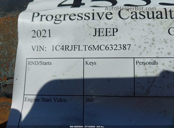 1C4RJFLT6MC632387 2021 JEEP GRAND CHEROKEE Gray Вид підкапотного простору