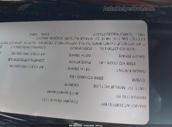 1C4RJFN90JC272417 2018 JEEP GRAND CHEROKEE Black Շարժիչի բաժամունքի տեսք
