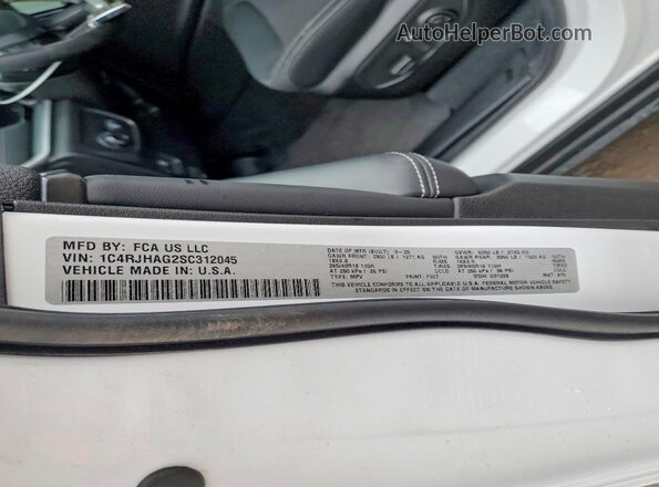 1C4RJHAG2SC312045 2025 JEEP GRAND White Панорамний вид салону 360°