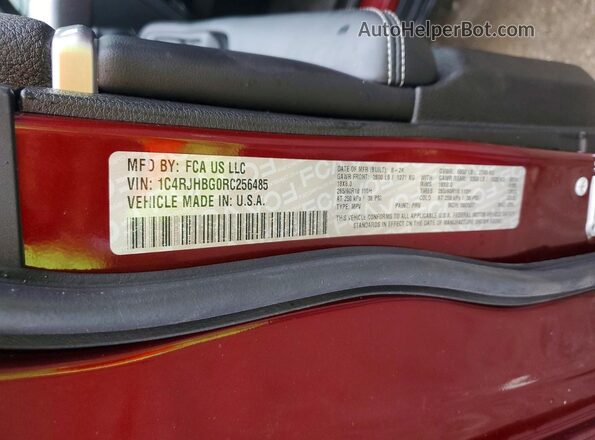1C4RJHBG0RC256485 2024 JEEP GRAND Maroon Widok naklejki z numerem VIN