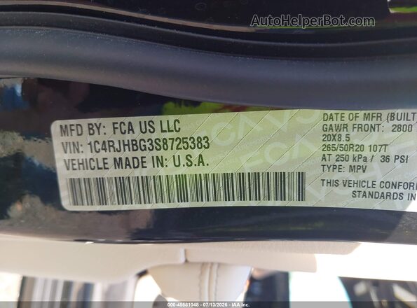 1C4RJHBG3S8725383 2025 JEEP GRAND CHEROKEE Black Vista del compartimento del motor