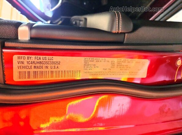 1C4RJHBG3SC335252 2025 JEEP GRAND Burgundy Вид наклейки з VIN-кодом