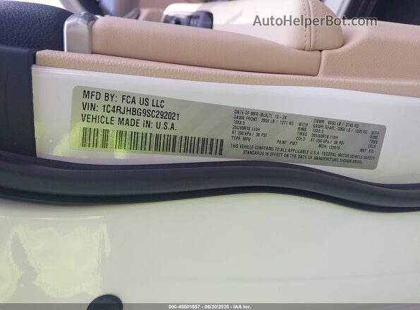1C4RJHBG9SC292021 2025 JEEP GRAND CHEROKEE White Vista del compartimento del motor