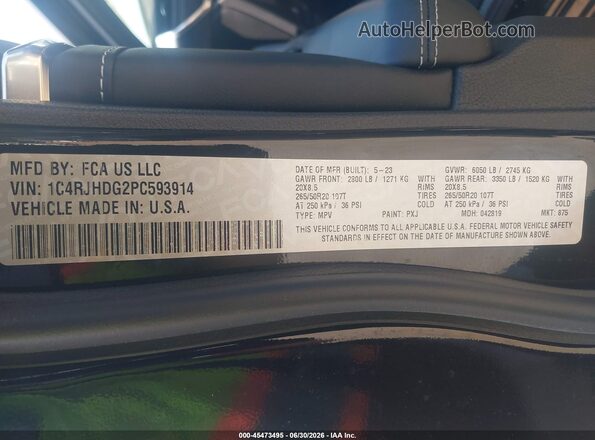 1C4RJHDG2PC593914 2023 JEEP GRAND CHEROKEE Black Engine compartment view