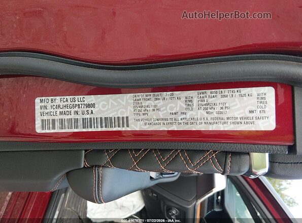1C4RJHEG6P8779800 2023 JEEP GRAND CHEROKEE Бордовый Вид подкапотного пространства