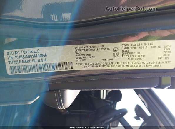 1C4RJJAG9S8714848 2025 JEEP GRAND CHEROKEE L Gray Вид підкапотного простору