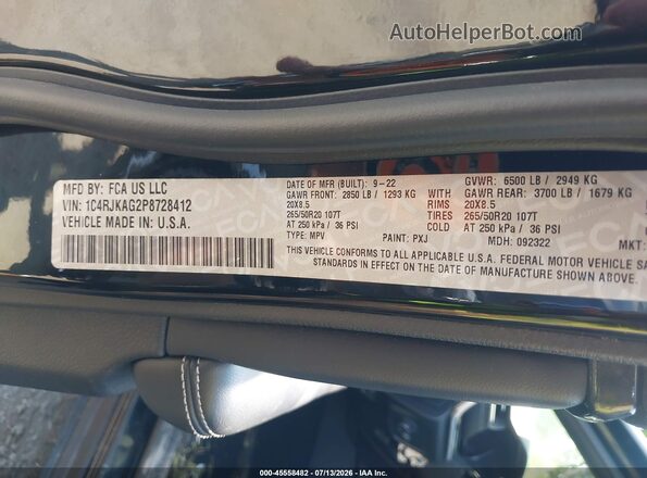 1C4RJKAG2P8728412 2023 JEEP GRAND CHEROKEE L Black Շարժիչի բաժամունքի տեսք