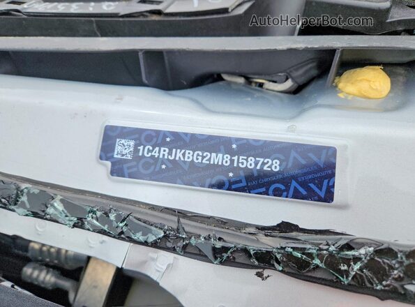 1C4RJKBG2M8158728 2021 JEEP GRAND Silver Vista de la etiqueta del VIN
