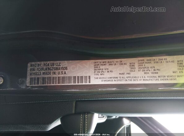 1C4RJKBG2S8641536 2025 JEEP GRAND CHEROKEE L Серый Вид подкапотного пространства