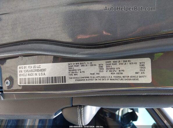 1C4RJKBG3R8548387 2024 JEEP GRAND CHEROKEE L Gray Вид підкапотного простору