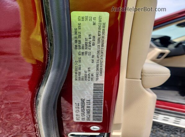 1C4RJKBG4N8550482 2022 JEEP GRAND Maroon Vista de la etiqueta del VIN