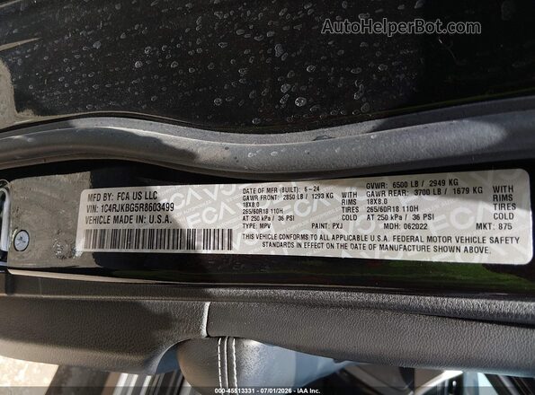 1C4RJKBG5R8603499 2024 JEEP GRAND CHEROKEE L Black ძრავის განყოფილების ხედი