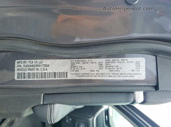 1C4RJKBG9M8173856 2021 JEEP GRAND Gray Vista interior de 360 grados