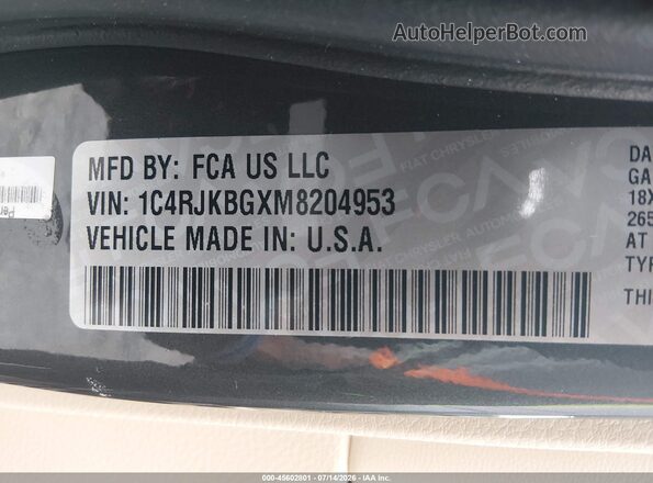 1C4RJKBGXM8204953 2021 JEEP GRAND CHEROKEE L Gray Vista del compartimento del motor