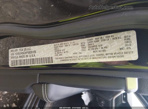 1C4RJKBGXP8828126 2023 JEEP GRAND CHEROKEE L Black Շարժիչի բաժամունքի տեսք