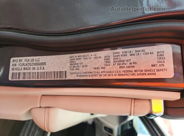 1C4RJKDG2N8560005 2022 JEEP GRAND Gray 360 interior view