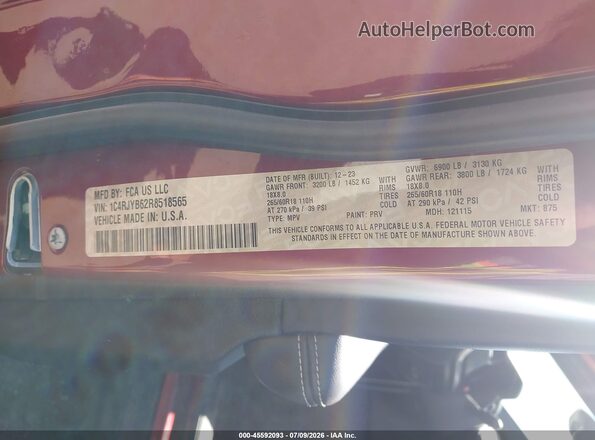 1C4RJYB62R8518565 2024 JEEP GRAND CHEROKEE 4XE Burgundy Widok komory silnika