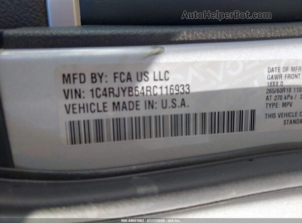 1C4RJYB64RC116933 2024 JEEP GRAND CHEROKEE 4XE Silver Widok komory silnika