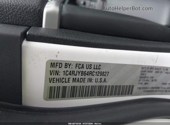 1C4RJYB64RC129827 2024 JEEP GRAND CHEROKEE 4XE White Widok komory silnika