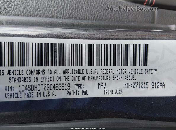 1C4SDHCT0GC483919 2016 DODGE DURANGO Серый Вид подкапотного пространства