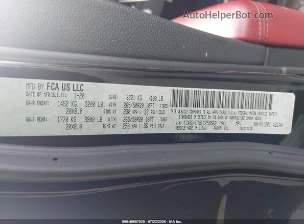 1C4SDHCT5LC259569 2020 DODGE DURANGO Black Engine compartment view