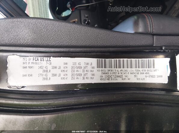 1C4SDHCT7JC404625 2018 DODGE DURANGO Black Շարժիչի բաժամունքի տեսք