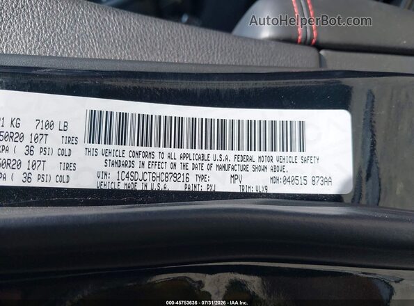 1C4SDJCT6HC879216 2017 DODGE DURANGO Black Widok komory silnika