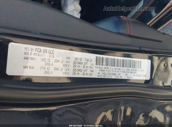 1C4SDJCT8GC353880 2016 DODGE DURANGO Black Շարժիչի բաժամունքի տեսք