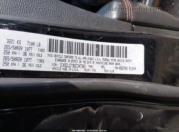 1C4SDJCT9GC347361 2016 DODGE DURANGO Black Вид підкапотного простору