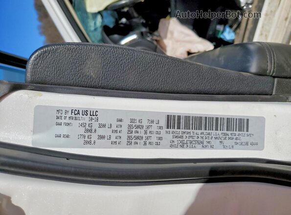 1C4SDJET6KC576246 2019 DODGE DURANGO White Панорамний вид салону 360°
