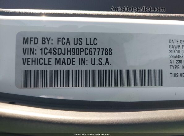 1C4SDJH90PC677788 2023 DODGE DURANGO White Widok komory silnika