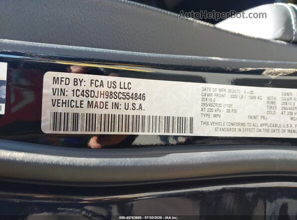 1C4SDJH98SC554846 2025 DODGE DURANGO Black Engine compartment view