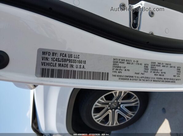 1C4SJSBP9SS516618 2025 JEEP WAGONEER L White Vista del compartimento del motor