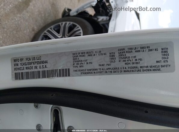 1C4SJSBPXPS569044 2023 JEEP WAGONEER L White Widok komory silnika