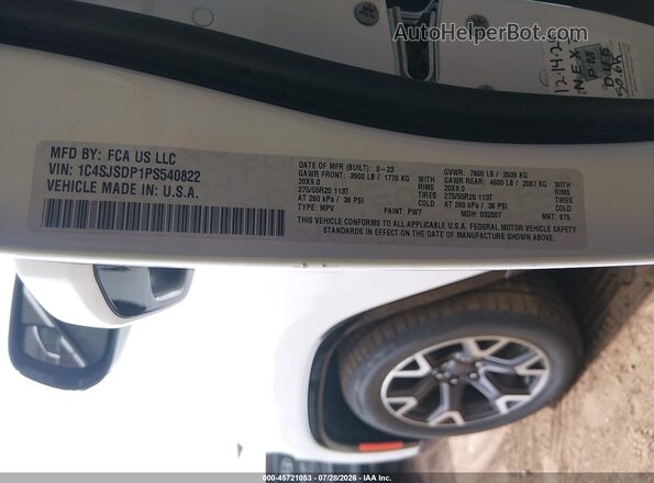 1C4SJSDP1PS540822 2023 JEEP WAGONEER L White Engine compartment view