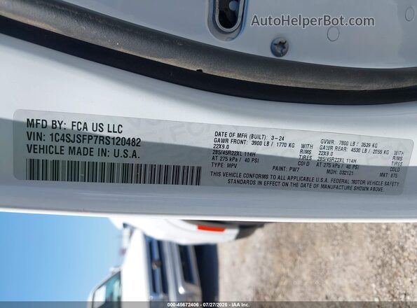 1C4SJSFP7RS120482 2024 JEEP GRAND WAGONEER L White Vista del compartimento del motor