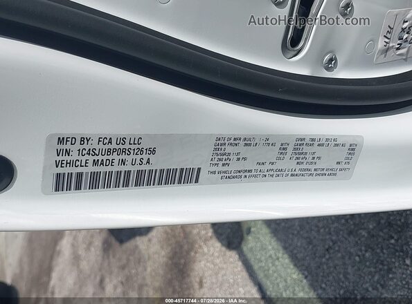 1C4SJUBP0RS126156 2024 JEEP WAGONEER White Շարժիչի բաժամունքի տեսք