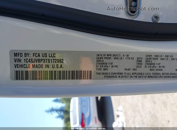 1C4SJVBP3TS172982 2026 JEEP GRAND WAGONEER White Widok komory silnika