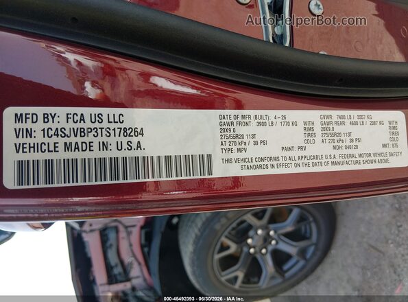 1C4SJVBP3TS178264 2026 JEEP GRAND WAGONEER Red Вид підкапотного простору
