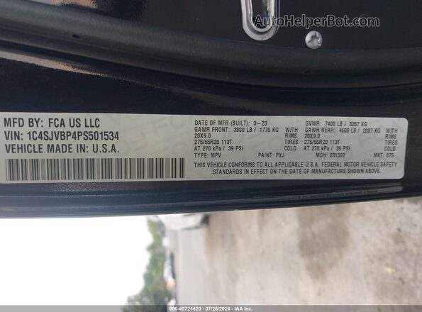 1C4SJVBP4PS501534 2023 JEEP WAGONEER Черный Вид подкапотного пространства