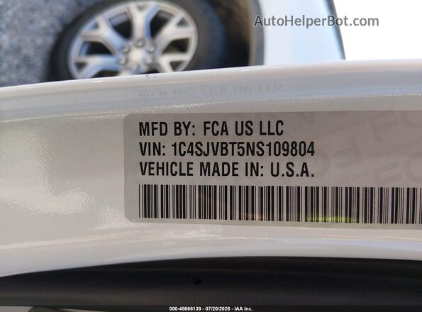 1C4SJVBT5NS109804 2022 JEEP WAGONEER White Widok komory silnika