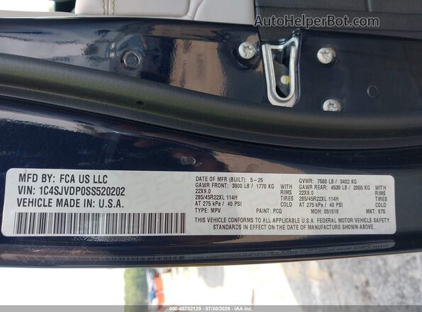 1C4SJVDP0SS520202 2025 JEEP WAGONEER Black Vista del compartimento del motor